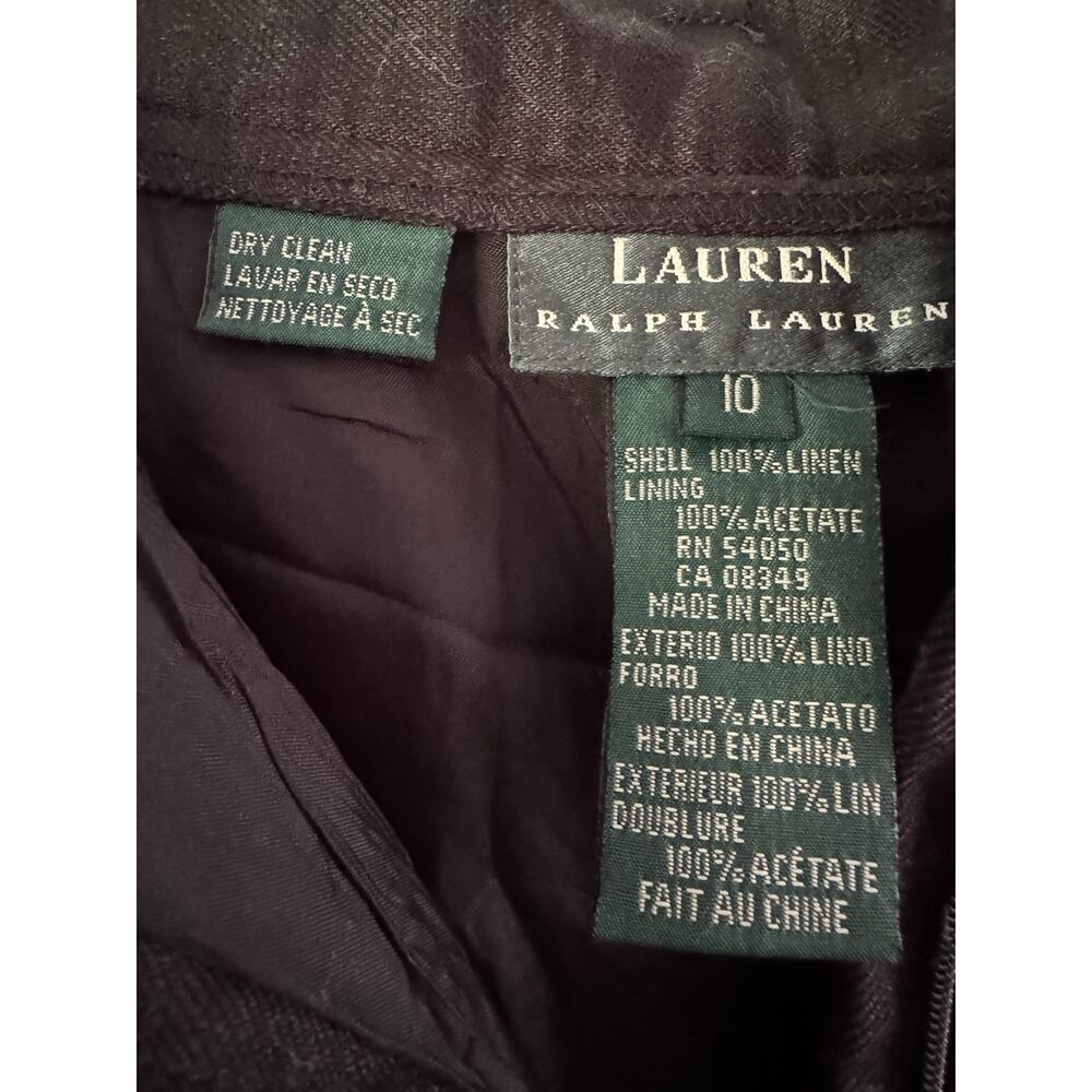 Ralph Lauren Black 100% Linen Pleated Straight Leg Lined Pants Women’s Size 10 - Picture 6 of 6